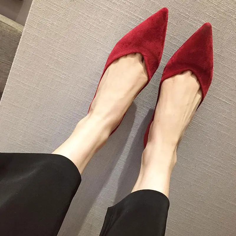 Red Office Low Heel Elegant Pointed Toe Women\'s Summer Footwear Shoes for Woman 2024 Black Stylish Slip on With Discount A Young