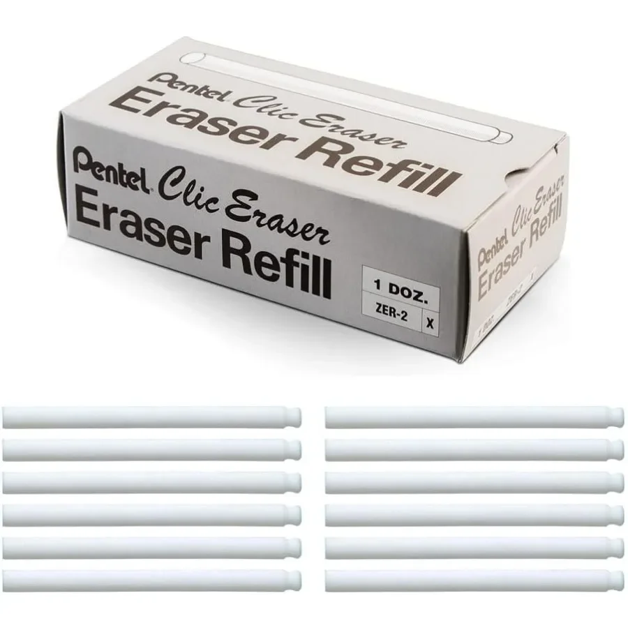 ยางลบแบบเติมสำหรับ Clic Eraser แพ็ค 12 ชิ้น ZER2 (2 โหล) เหมาะสำหรับโรงเรียน สำนักงาน และโครงการสร้างสรรค์ ลบได้อย่างมีประสิทธิภาพสูง