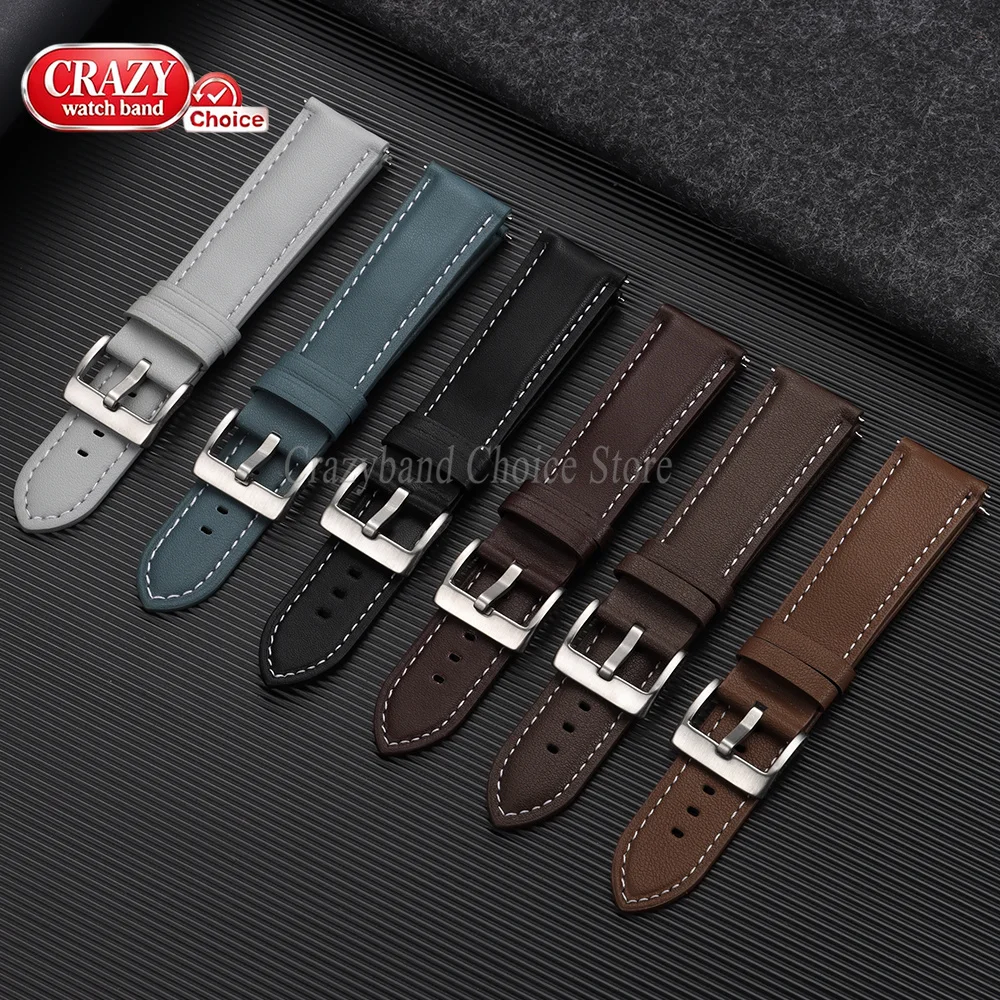 18mm 20mm 22mm Vintage Leather Watchband Quick Release Business Accessory Brown Black Universal Sport Bracelet Replace Wristbelt