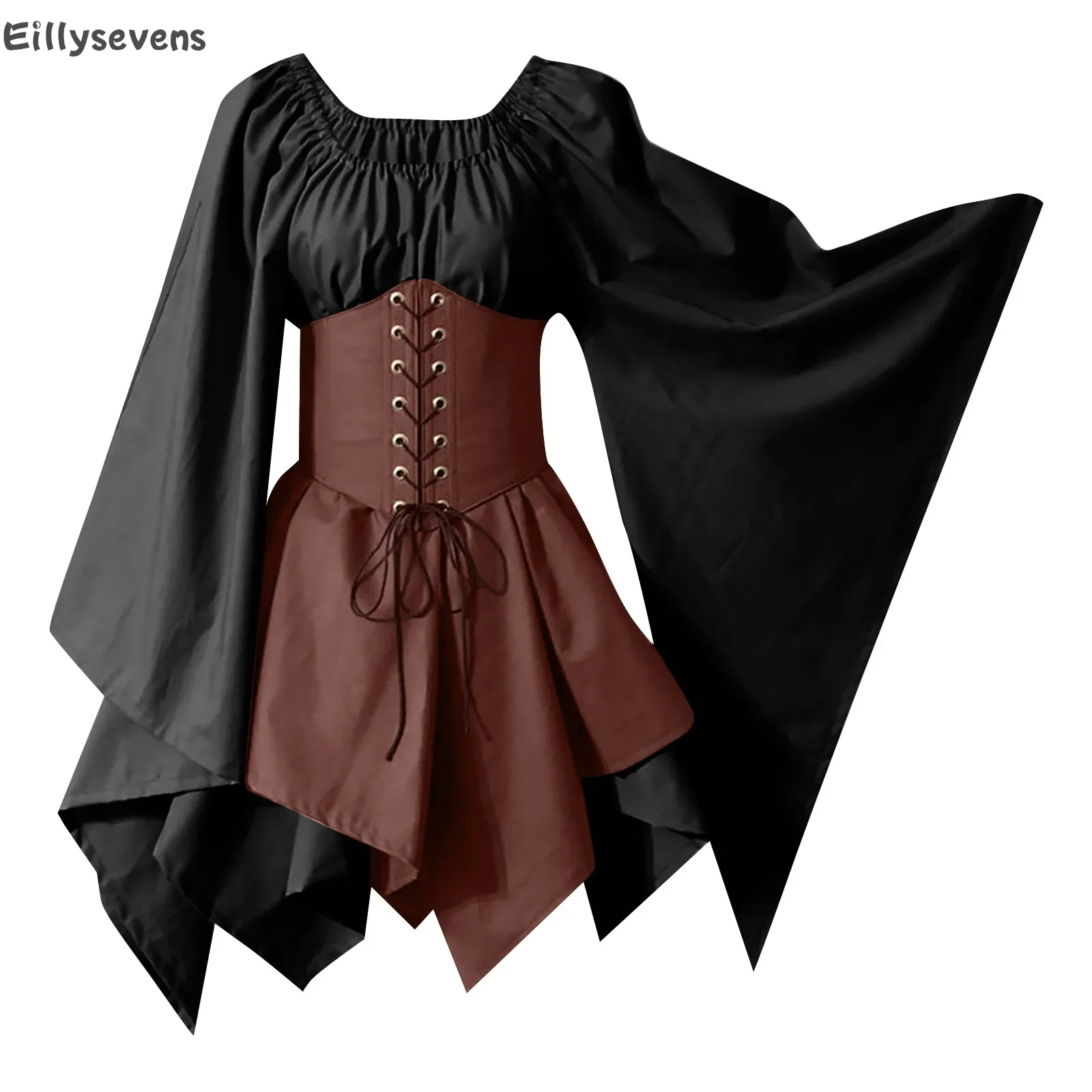 Women's short skirt medieval Vintage Dresses Fashion Splicing girdle Cosplay Party Evening Night Formal Dress vestidos largos