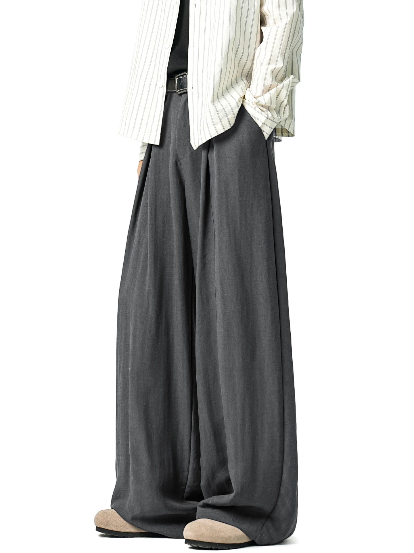 

Однотонные льняные брюки прямого кроя для мужчин, свободные, широкие, повседневные, легкие, дышащие, длинные, для весеннего сезона