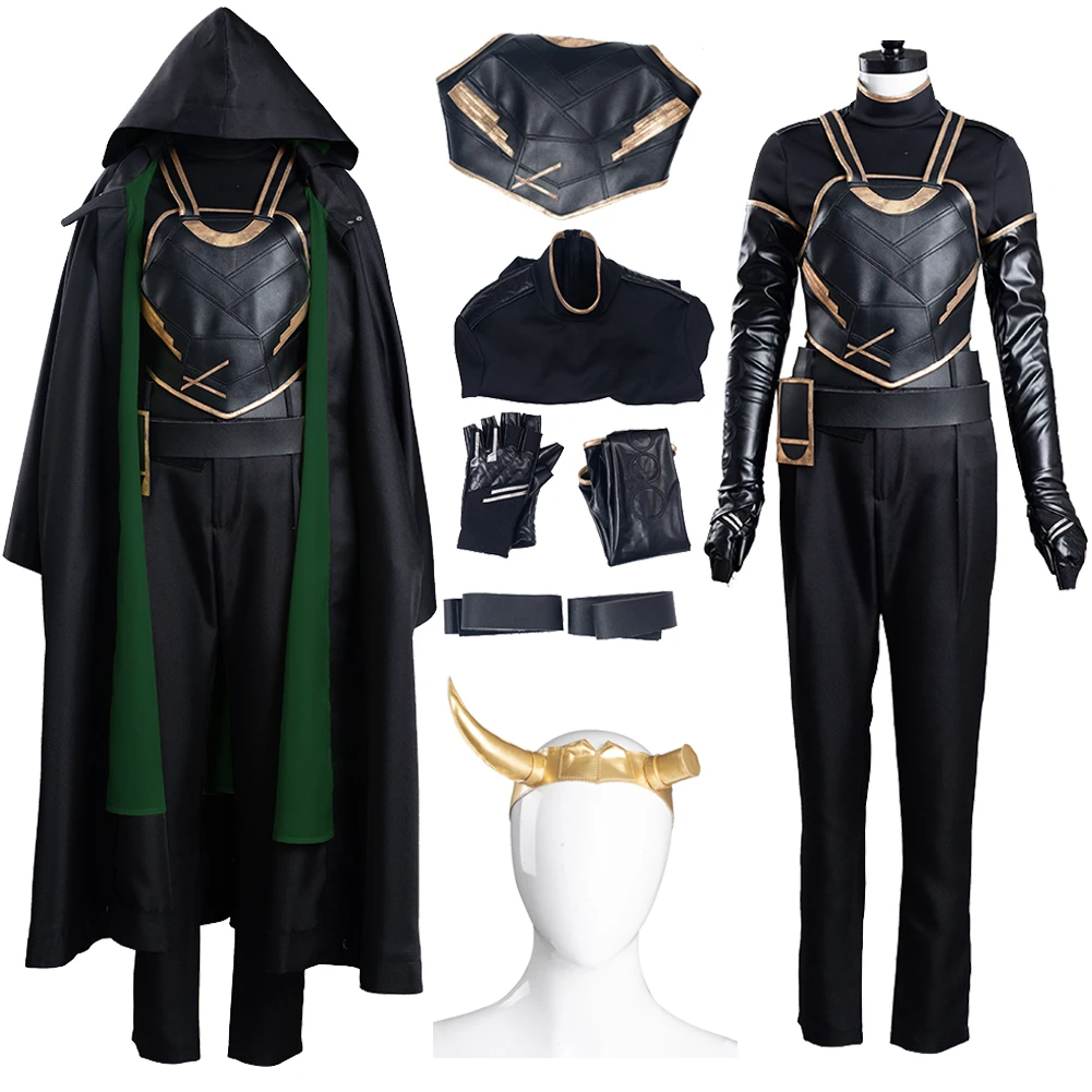 Sylvie Cosplay Movie TV Loki Super Villain Costume Disguise For Women Adult Headband Cloak Battle Suits Halloween Carnival Suit