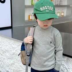 Autumn Kids Sweater Embroidery for Baby Boys and Girls Knitted Long Sleeve Solid Sweater Loose Pullover Casual Tops Kids Clothes