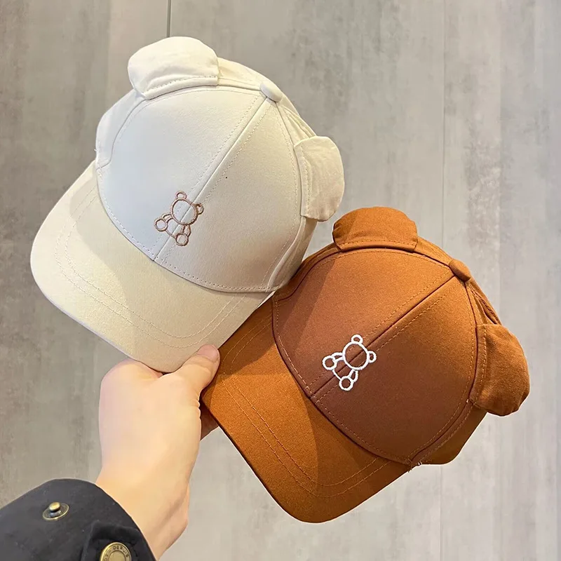 Baby Summer Hat Cartoon Bear Ear Baseball Cap for Girls Boys Snapback Caps Cute Animal Embroidery Cotton Kids Sun Hats