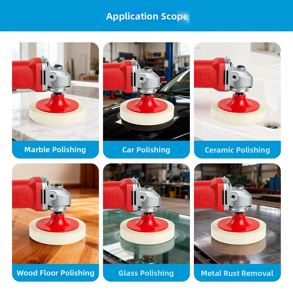 For Industrial Polishing 115mm 125mm Wool Polishing Wheel Angle Grinder Pad Safe High-speed Use Wool Felt Material