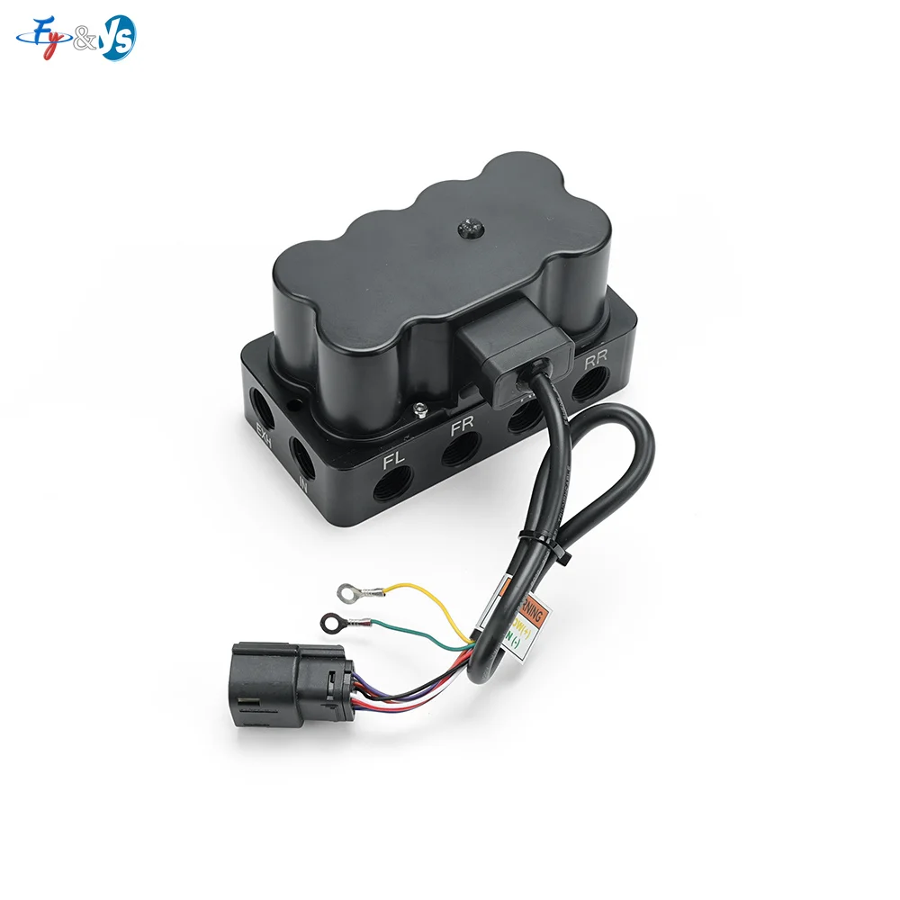 Air Suspension Valve Manifold 4 Corner Air Ride Solenoid Valve Block with Wireless Remote Controller 12V 1/4 3/8 NPT Port