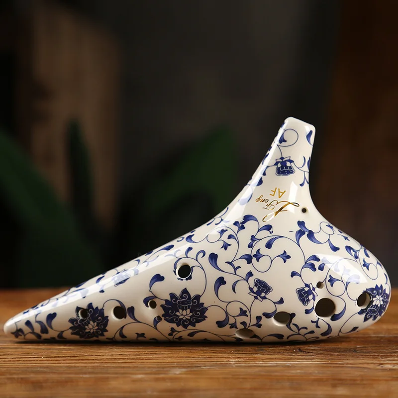 

Blue White Porcelain Ocarina 12 Holes Alto AF Ceramics Zelda Ocarina of Time Chinese Flute Professional Music Instruments Gifts