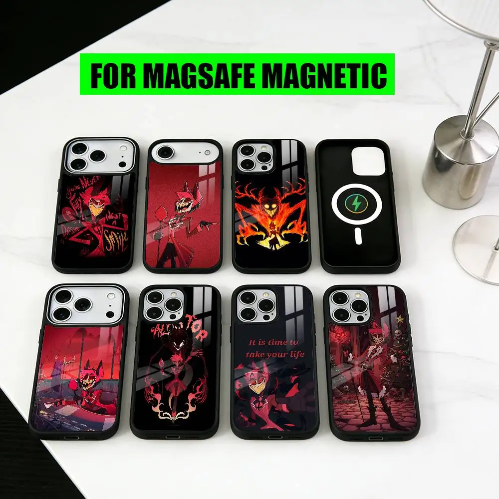 

H-Hazbin H-Hotel A-Alastor HHA Phone Case For iPhone17,16,15,14,13,12,11 Plus,Pro Magnetic For Magsafe Wireless Charging