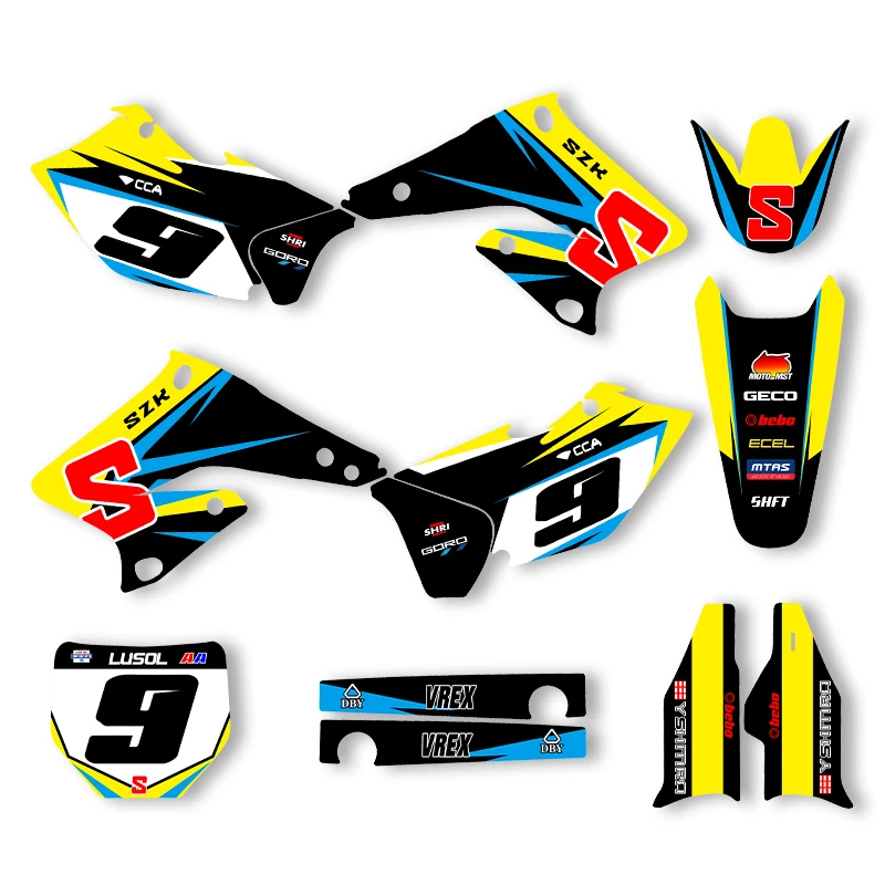 

Sawrain Motorcycle Sticker Custom Team Graphics Decals Kit For SUZUKI RMZ250 2004 2005 2006 07