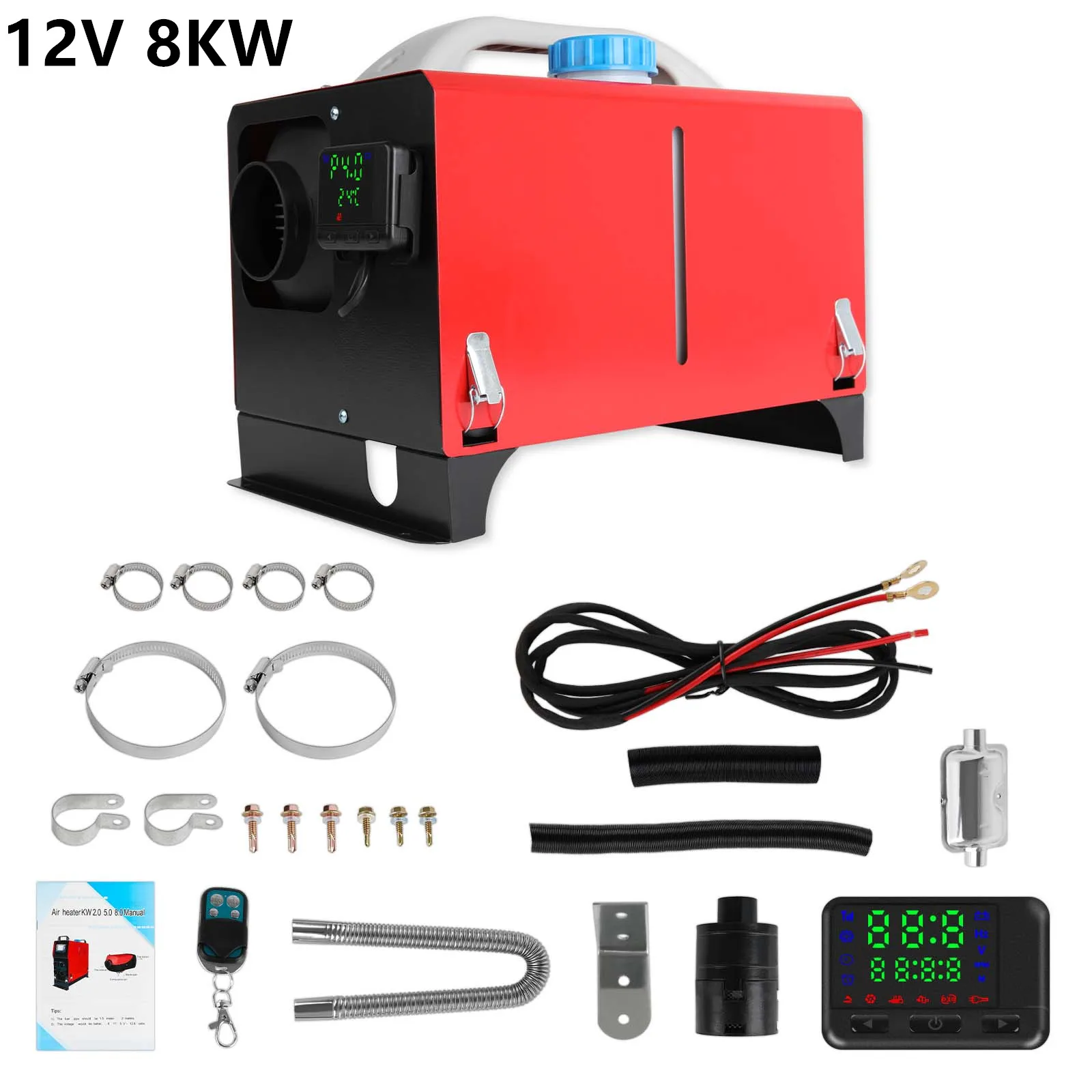 

8KW 12V Diesel Air Heater All in One Mini Heater With Silencer LCD Switch Remote Control For Bus Trucks SUV Cars Motorhome RV