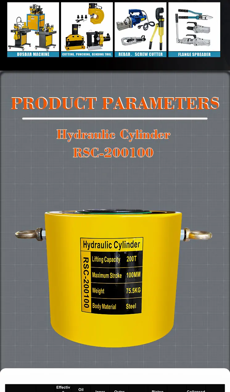 RSC-200100  Hydraulic Cylinder Manufacturers Hydraulic Jack 200 Ton