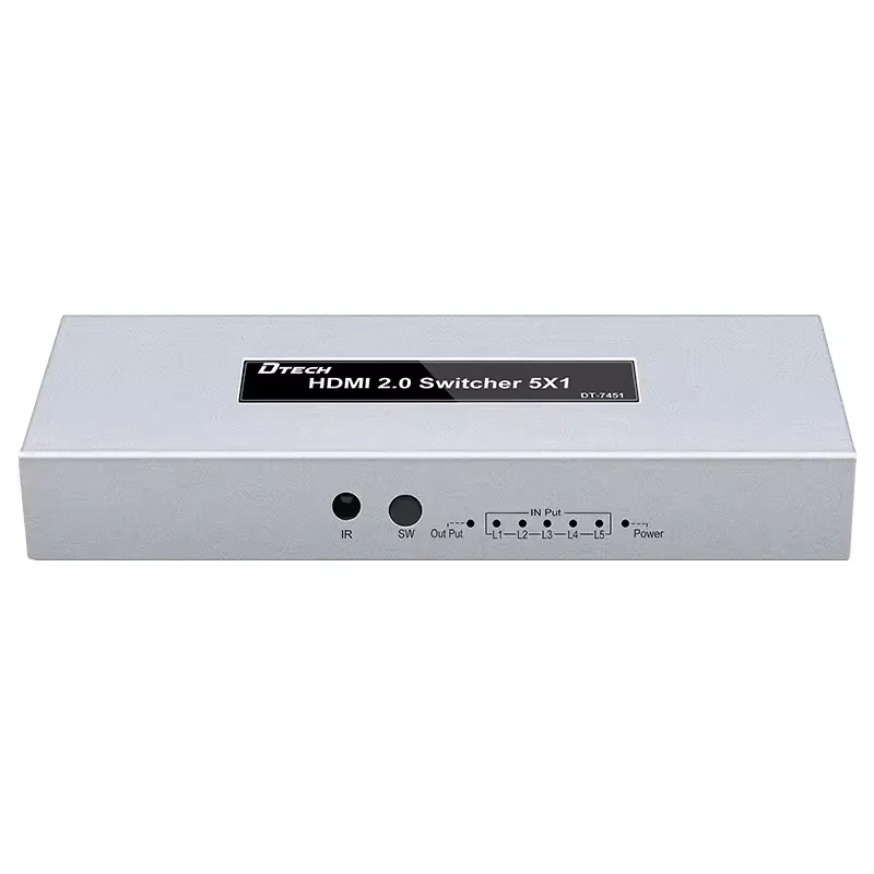 DTECH 4K@60Hz YUV:4:2:0 5x1 Hdmi 2.0 5 Ports Switch Video Audio Switcher