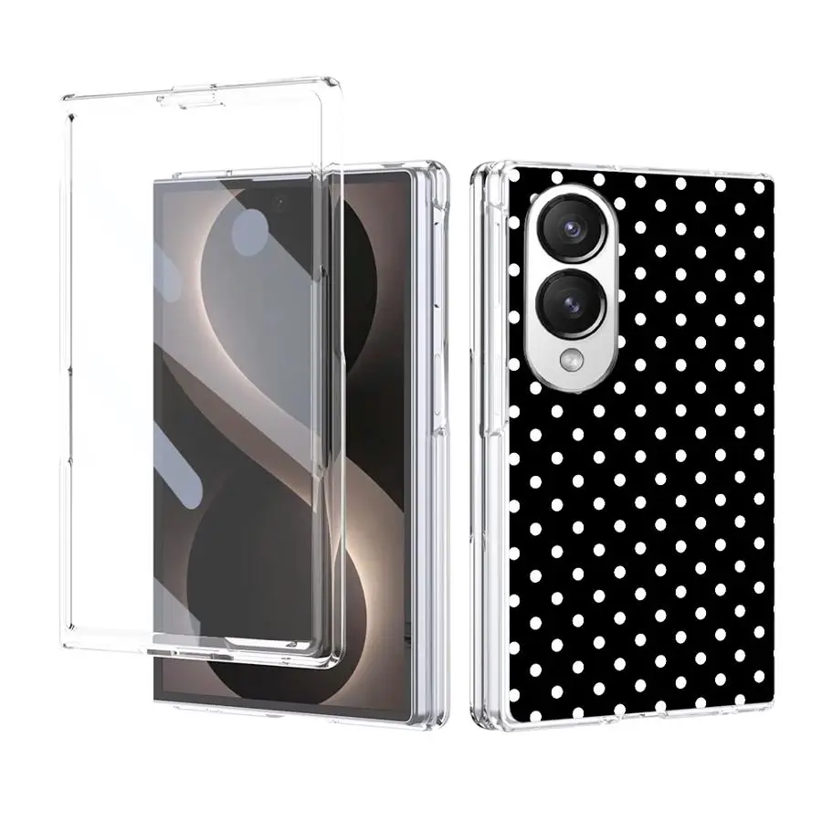 Transparent Phone Cover Case for Samsung Galaxy Z Fold 8 ZFold 8 PC Hard Luxury ZFold8 Black Dot Print