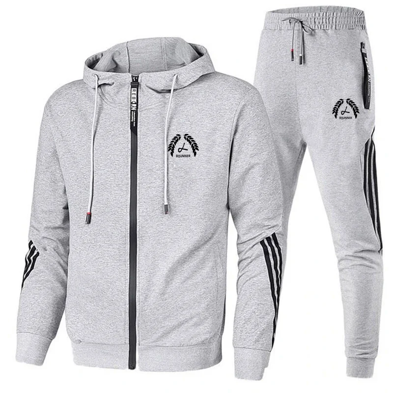 

New Design Men Women running 2-piece sets Zip Up hooded sweatshirt+pants Couple Unisex Sports Suits Brand Spring and AUtumn