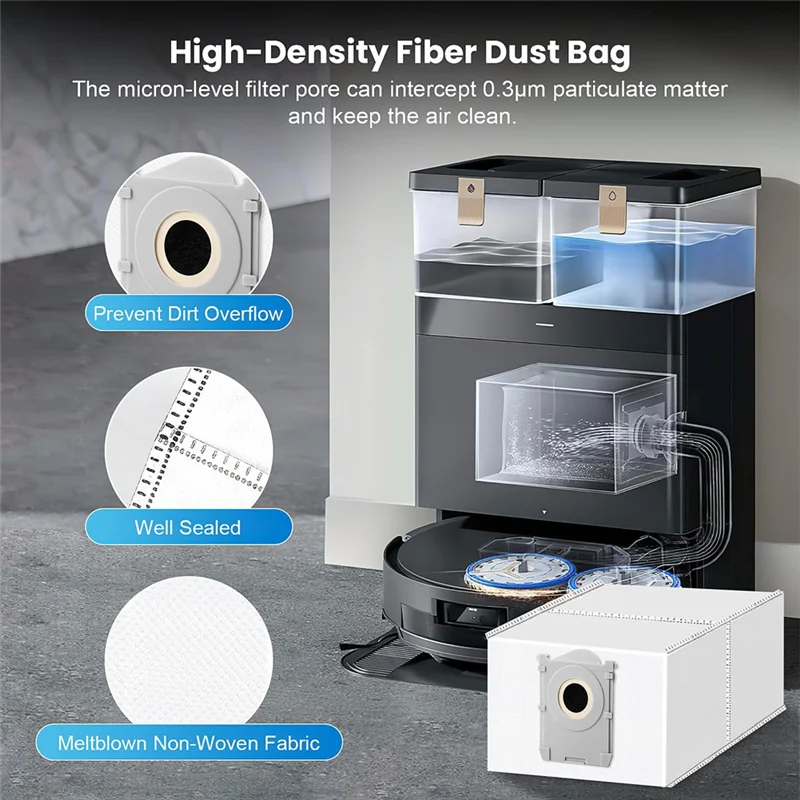 B82B-أكياس الغبار البديلة، والمرشحات، وسادات الممسحة، والفرشاة الرئيسية لمكنسة Ecovacs Deebot T50 Max Pro Omni Robot