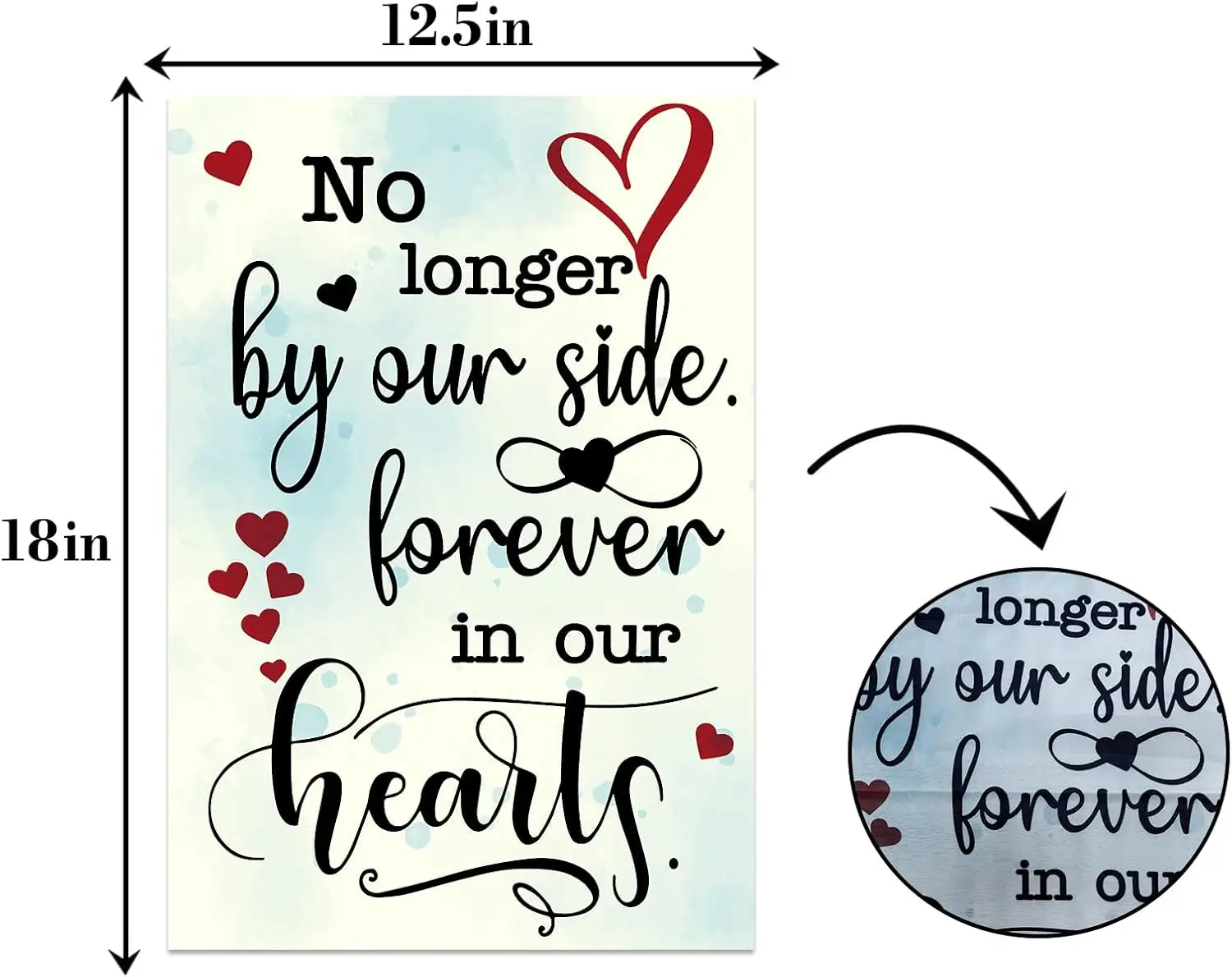 No Longer By Our Side Forever In Our Hearts Garden Flag-Missing You Forever in Our Hearts Indoor Outdoor Decor -Double Sided 12