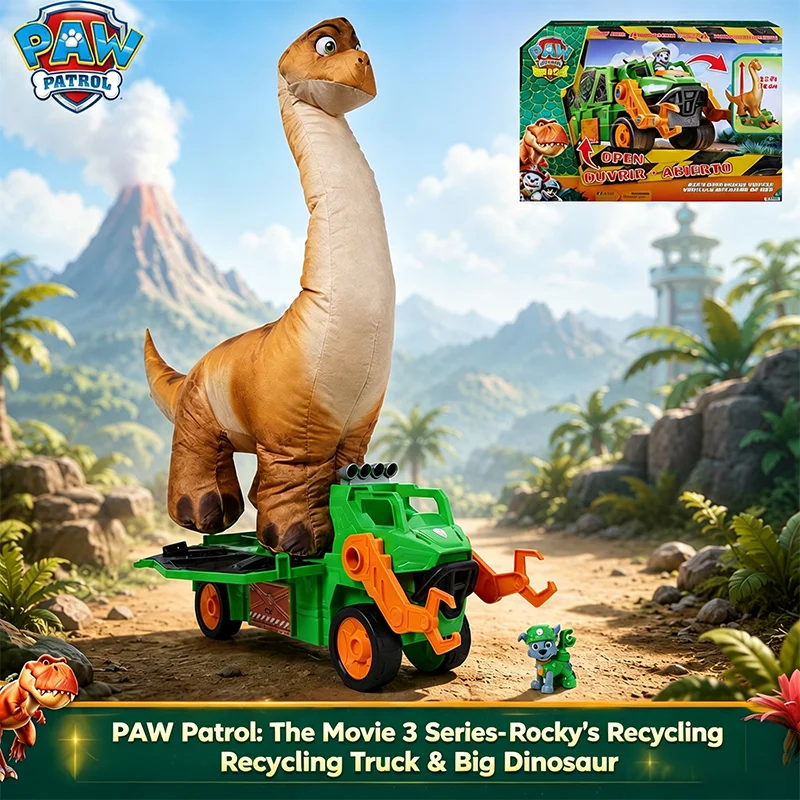 Original Spin Master PAW Patrol: The Dino Movie Megasaurus Dino Fahrzeugspielzeug Aufblasbarer Brachiosaurus Dinosaurier mit Licht und Geräuschen