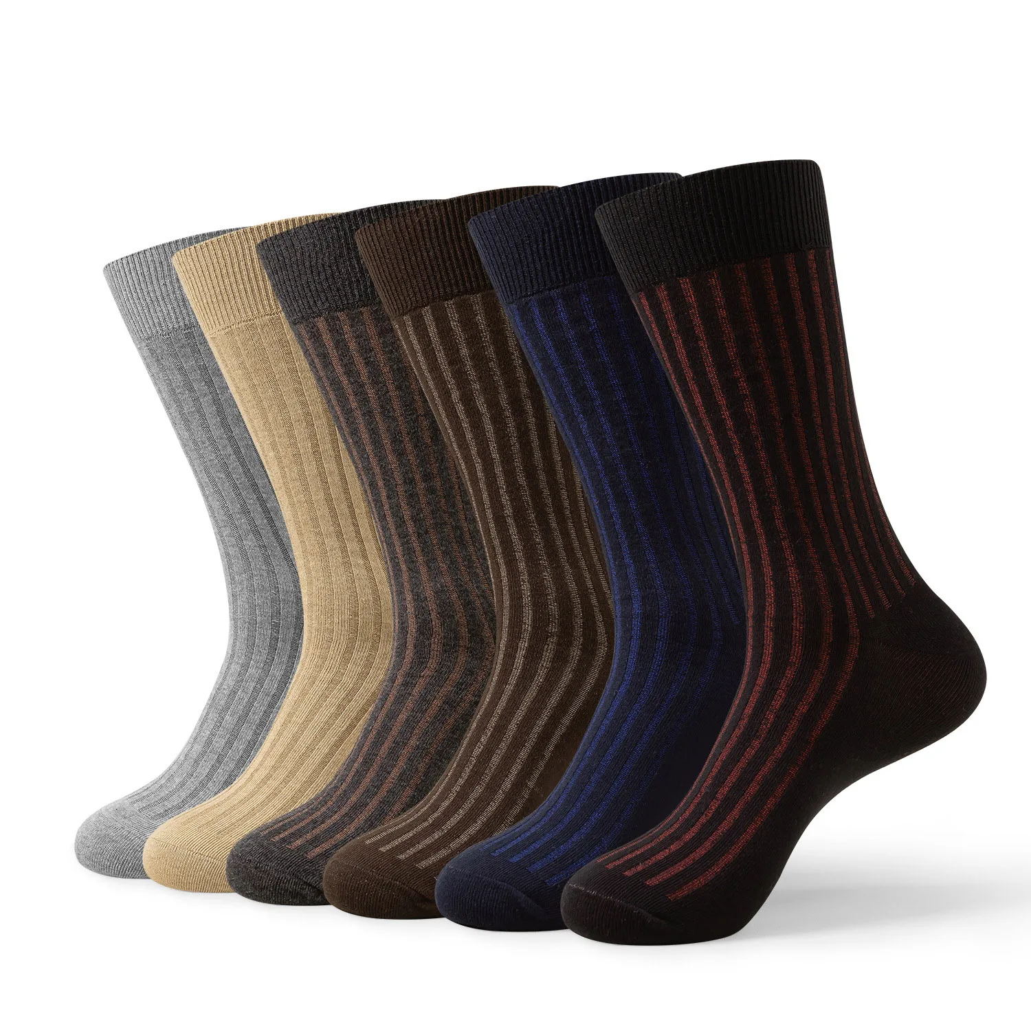 

5 Pairs Large Size Autumn Winter Long Tube Socks for Men's Business Casual Socks Striped Combed Cotton High Tube Men's Sock Gift