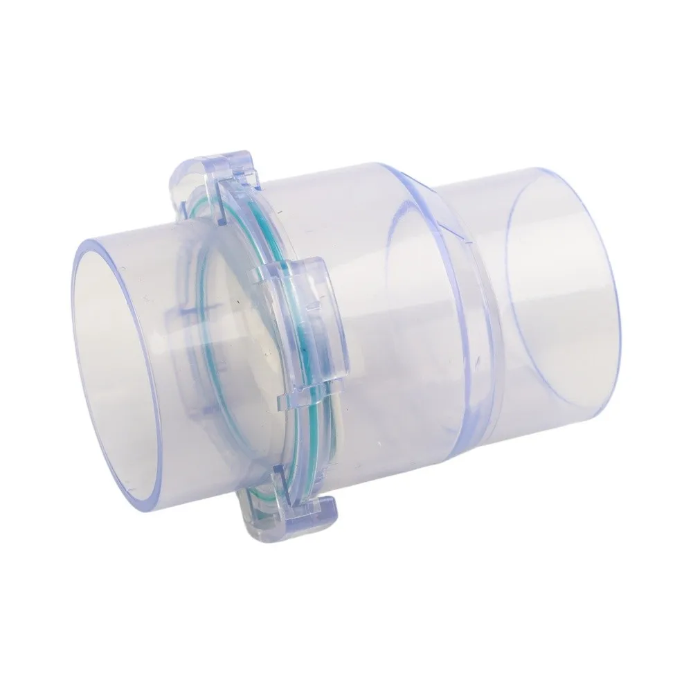 Transparent PVC Double Union Check Valve 50MM for Aquarium Backflow Prevention Irrigation Water Flow Control and Monitoring