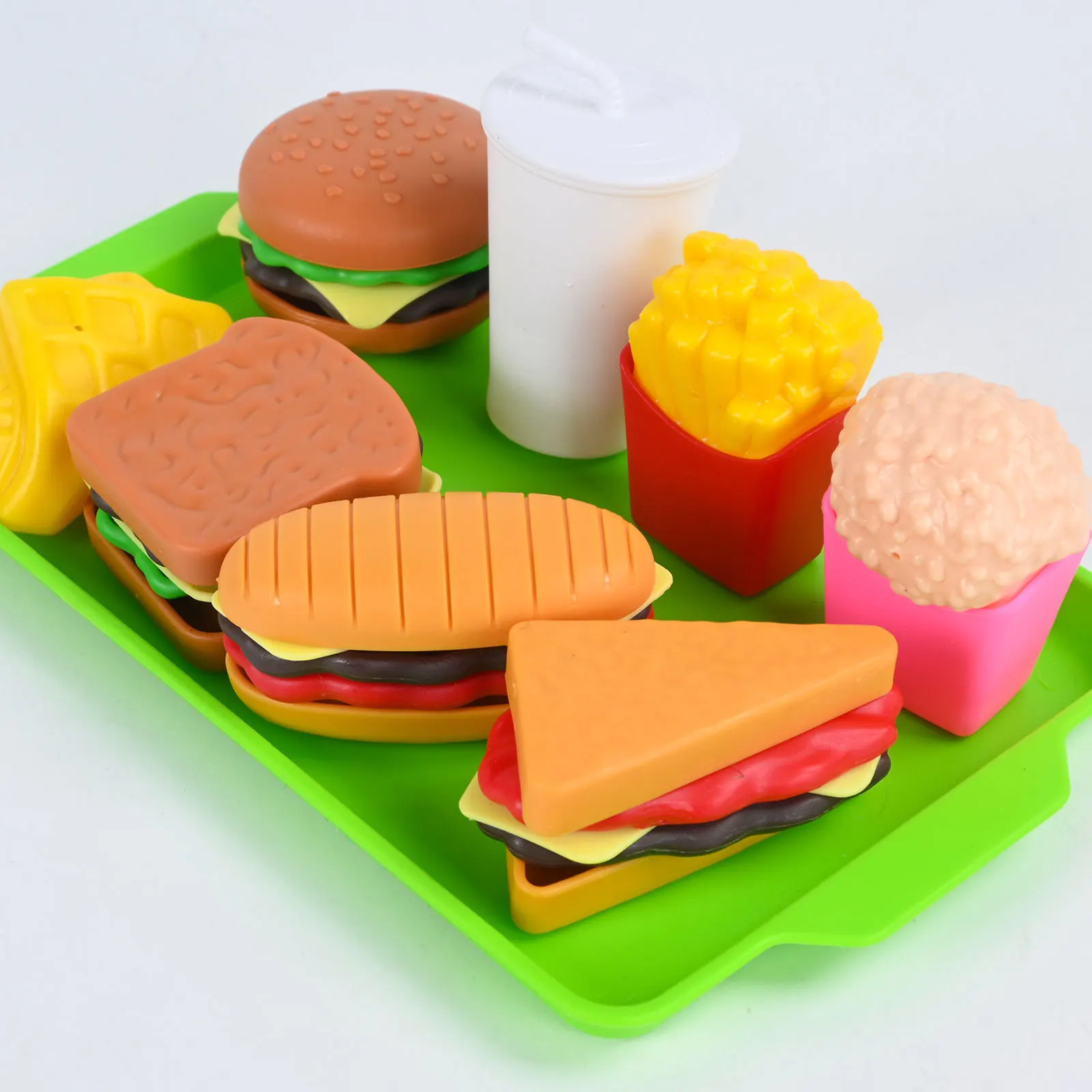 Hamburger 9-delige set maaltijd, frietjes sandwich, westerse keuken simulatie, thuis gekookt voedsel, jongens en meisjes, kinderspeelgoed