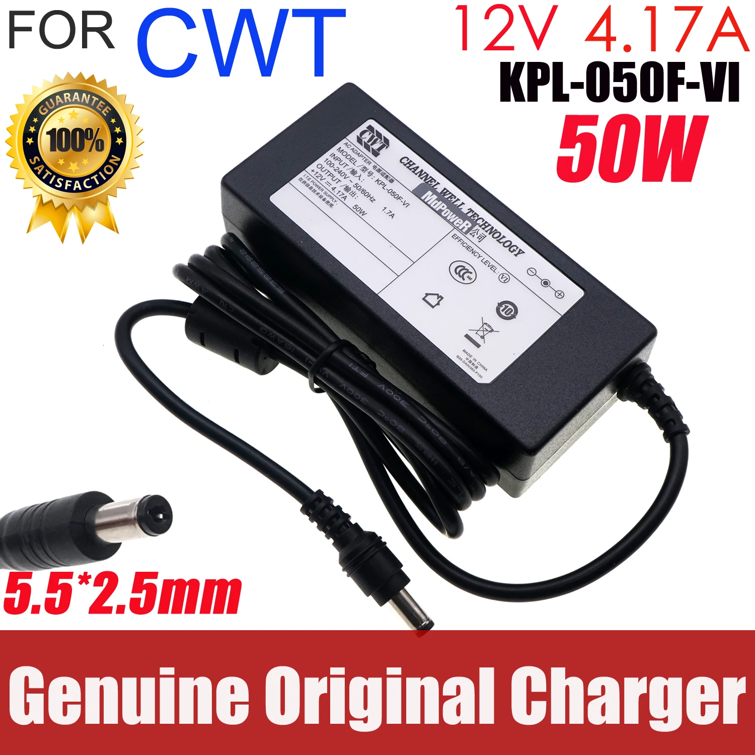 

Genuine CWT KPL-050F 12V 4.17A AC Adapter Charger for LaCie d2 Thunderbolt 2 Desktop Hard Drive Powr Supply