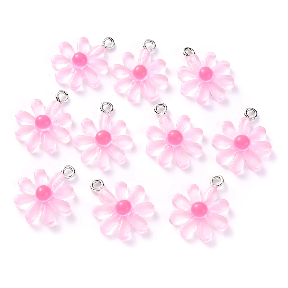 10 Stuks 16X20Mm Daisy Bloem Hanger Kleurrijke Zonnebloem Kralen Charmsfor Sieraden Maken Ketting Oorbel Handgemaakte Sieraden