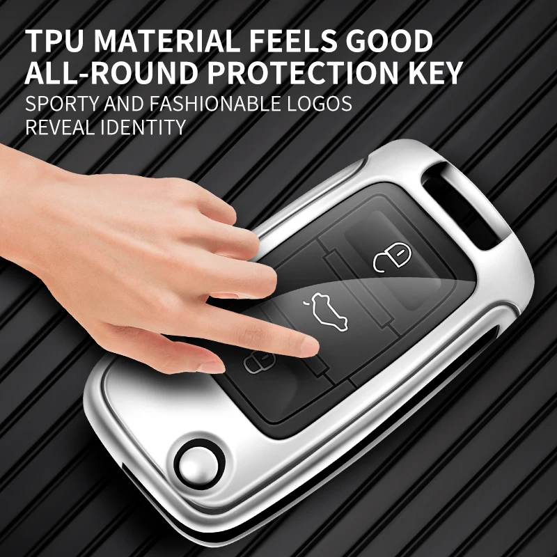 Metal Leather Car Key Case Cover For Volkswagen VW Polo Golf Passat Tiguan Beetle Caddy T5 Up Eos Skoda Octavia Seat Leon Altea