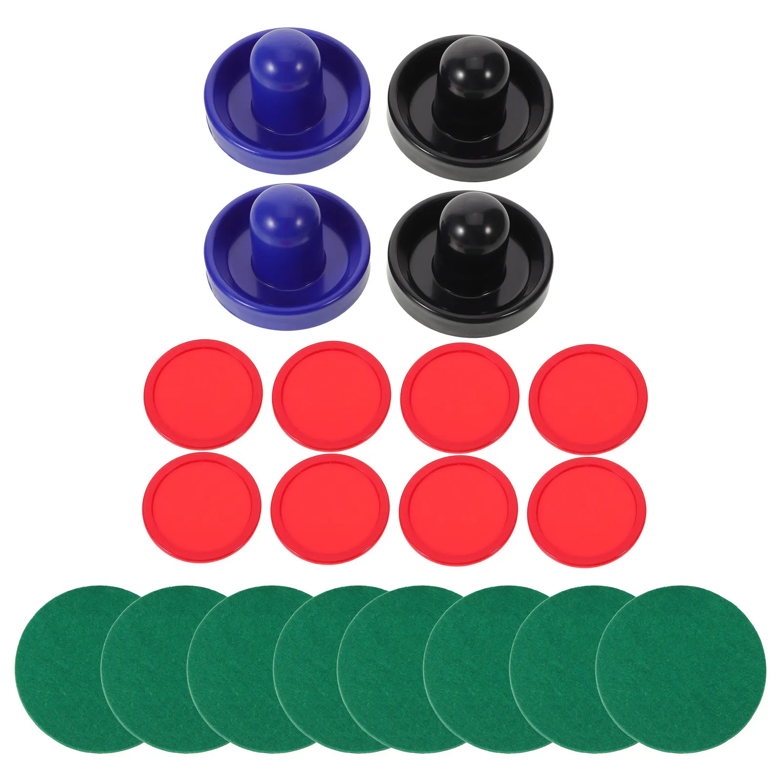 

2 комплекта аксессуаров для настольного хоккея: пластиковые толкатели и шайбы для аэрохоккея, сменные элементы для домашних игр и семейного досуга