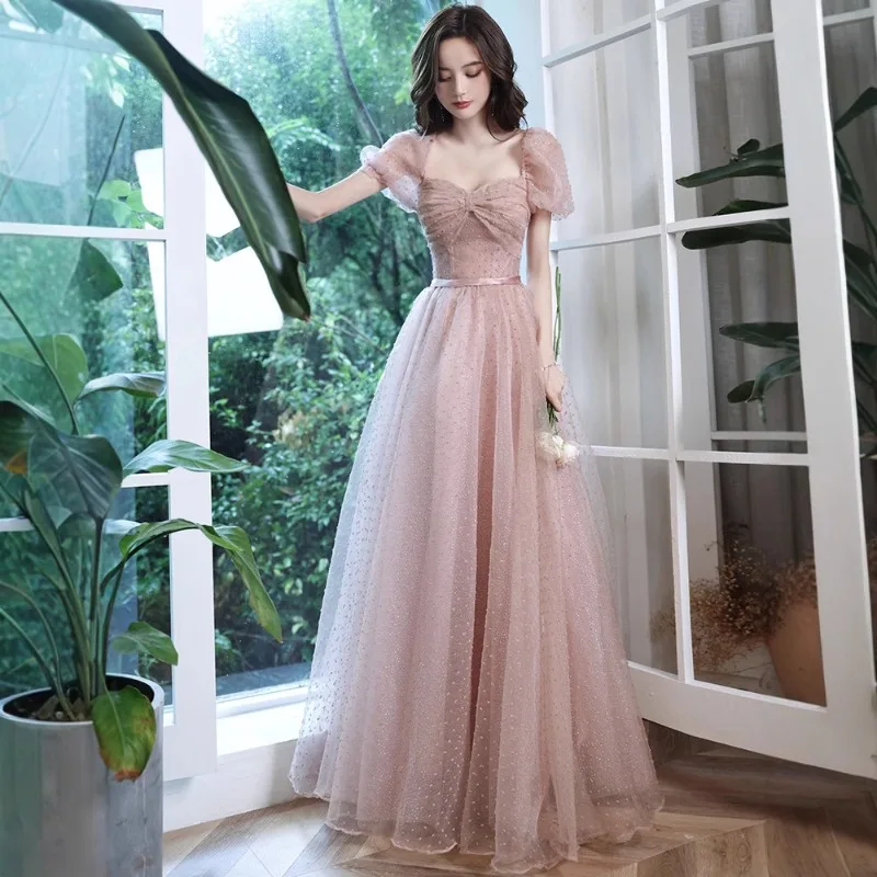 

Evening Dress for Women's Banquet 2025 Summer New Style Fairy Pink Annual Meeting Art Exam Host Walking Show Performance Dress
