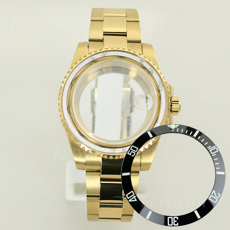 

Gold 40mm Watch Case 20mm Watchband Unidirectional Bezel For Seiko NH35 NH34 NH36 NH38 Miyota 8215 ETA 2824 Movement 28.5mm Dial