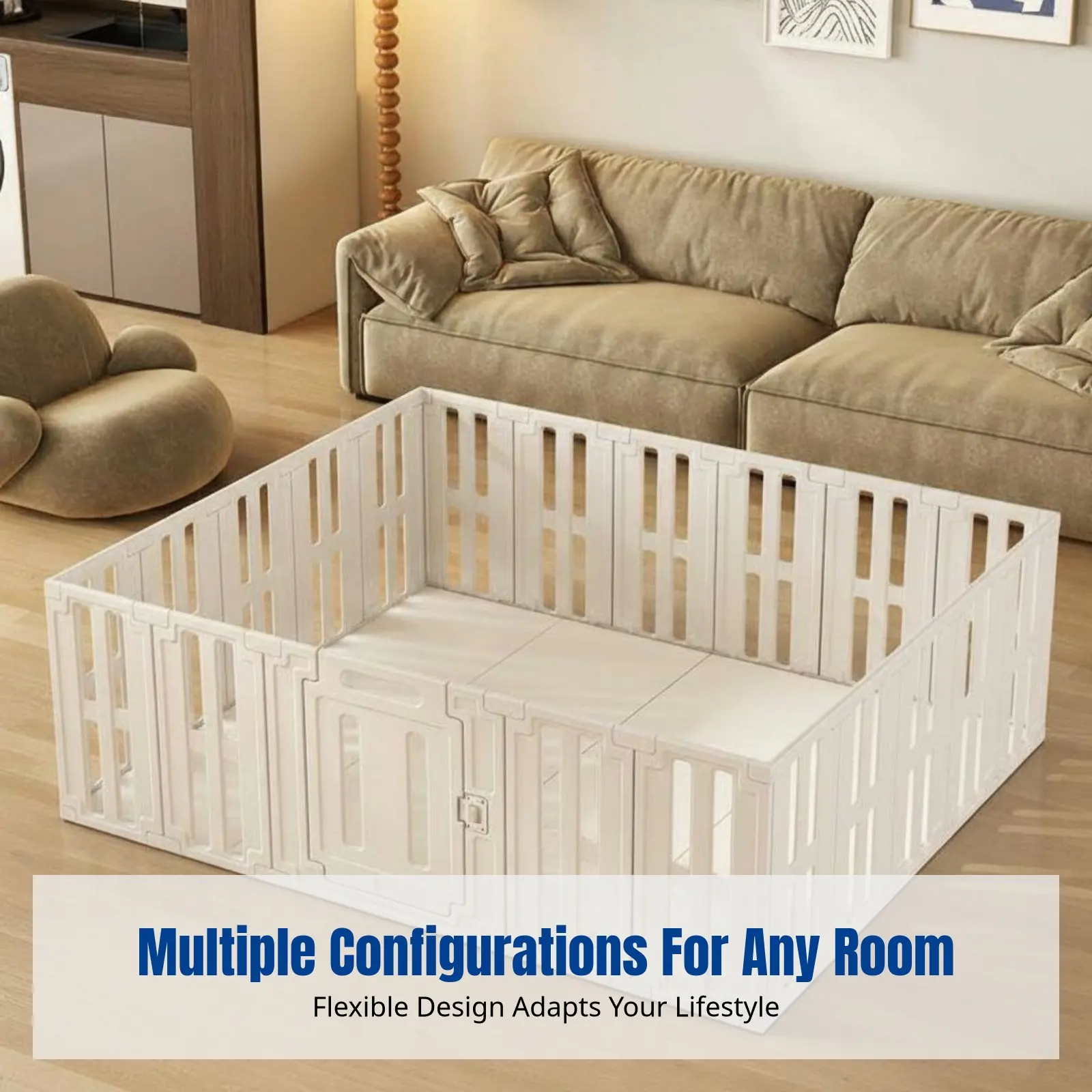 

Toddler Indoor Playpen Guardrail, Infant Crawling Mat, Multi-Shape Assembly, Secure Play Area, Anti-Tip