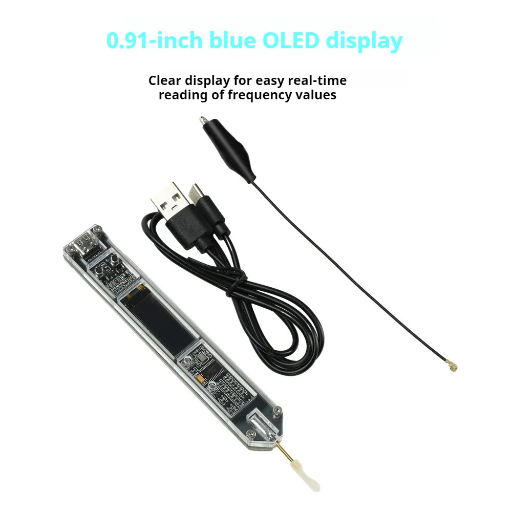 200Hz-100MHz Frequency Meter Pen 0.91 Inch OLED Display High-Precision Frequency Counter for RF Measurement Radio Transceiver
