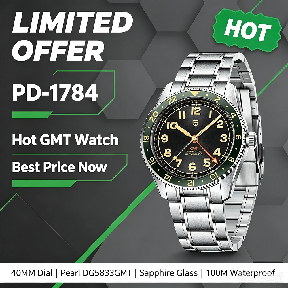 PAGANI DESIGN GMT Automatic Watch For Men 40MM Vintage Dial Sapphire 200M Waterproof Luminous Stainless Mechanical Wristwatch