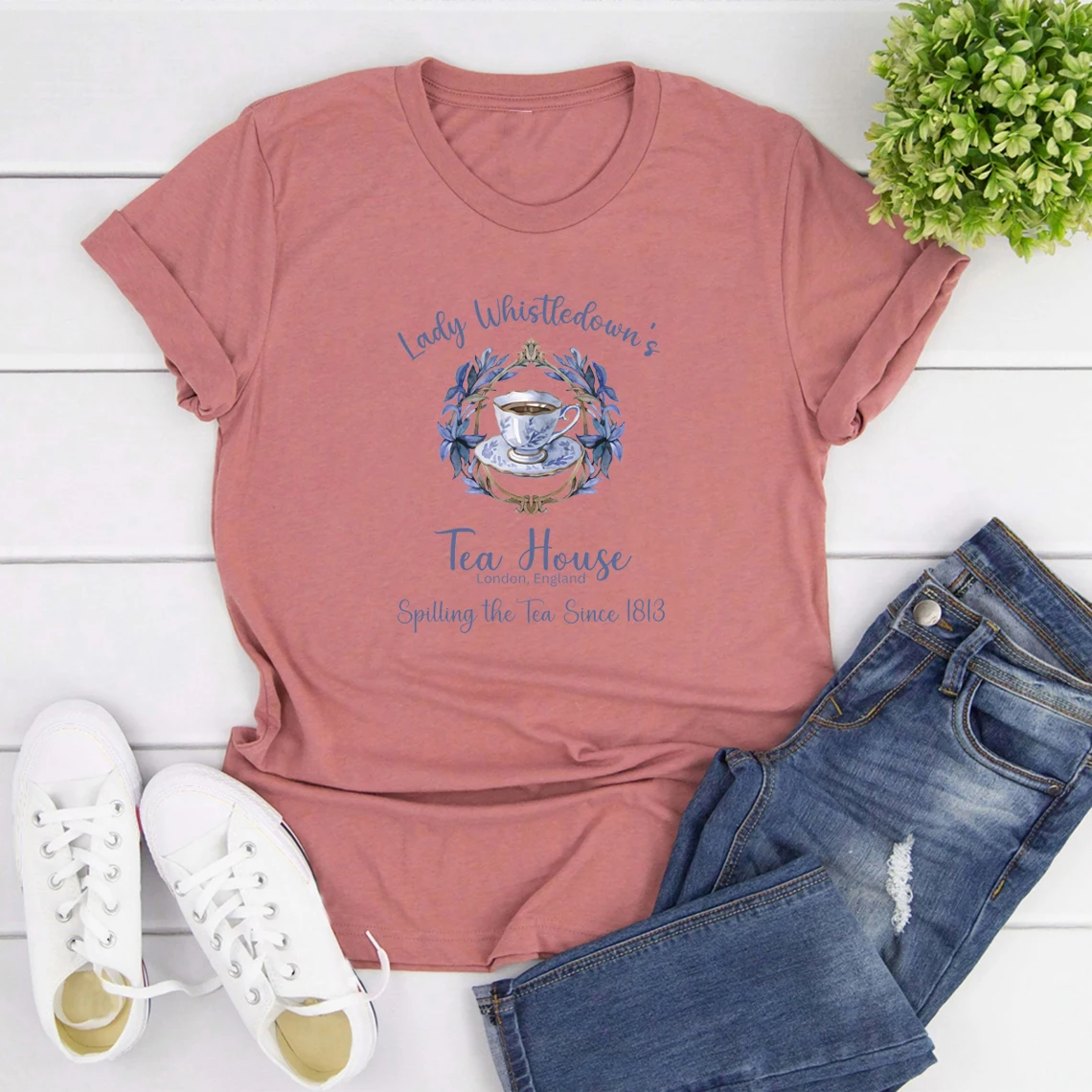 Lady Whistledowns Unisex T-shirt Spill The Tea Lady Whistledown's Tea House T-Shirt Tv Show Shirts Short Sleeve Graphic T Shirts