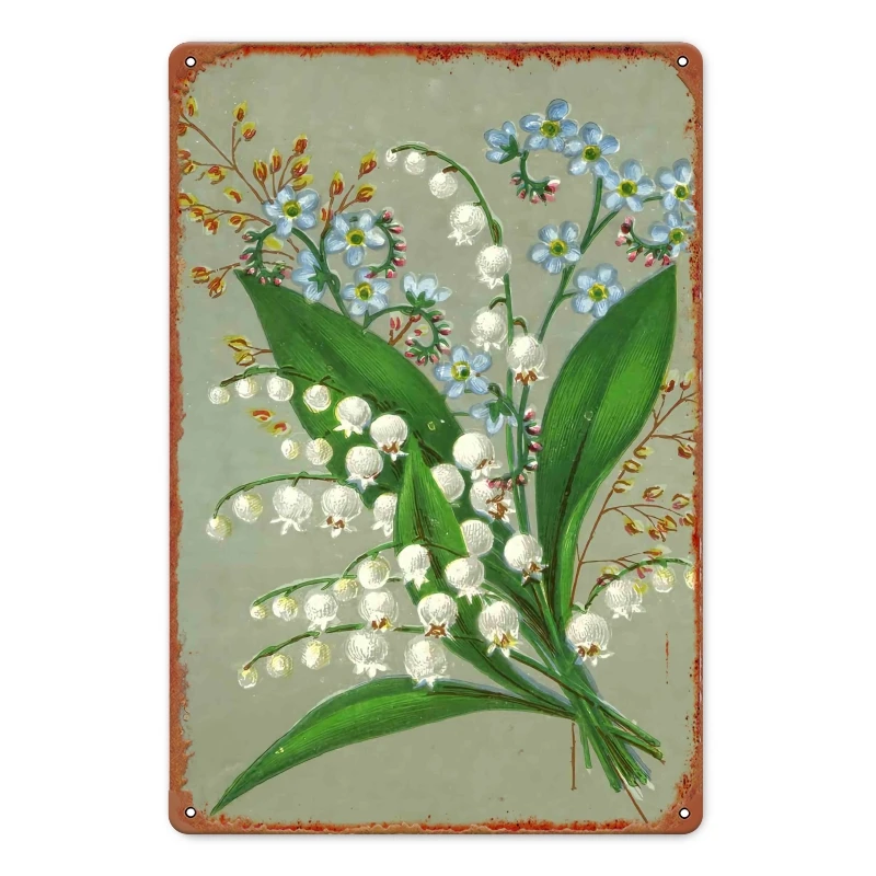 Vintage Floral Bouquet Metal Sign Iron 8x12 Inch Rustic Flower Wall Decor for Home Kitchen Cafe