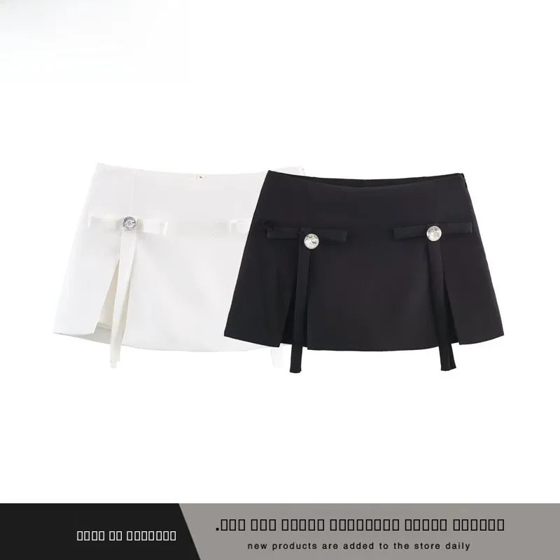 

Faionable Knot Jewelry Decorated Skirt Pants Women's New Autumn Winter Clothing ZR Sle mid Waist A-Line Skirt
