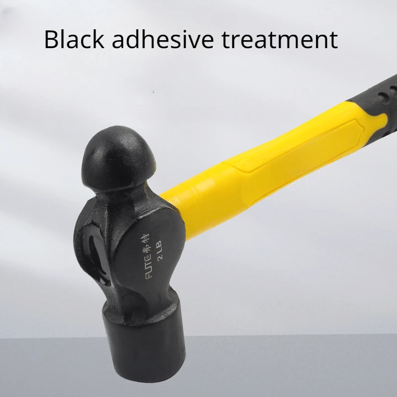 Round head hammer ball hammer rubber handle nail, high carbon steel escape safety hammer brick and stone manual tool