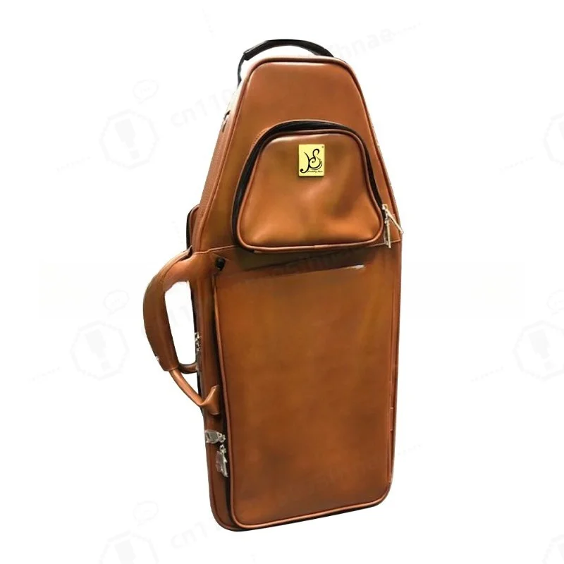 Brown Leather Bassoon Case Protective Storage Bag Hard Carry Box For Bassoon Musical Instrument
