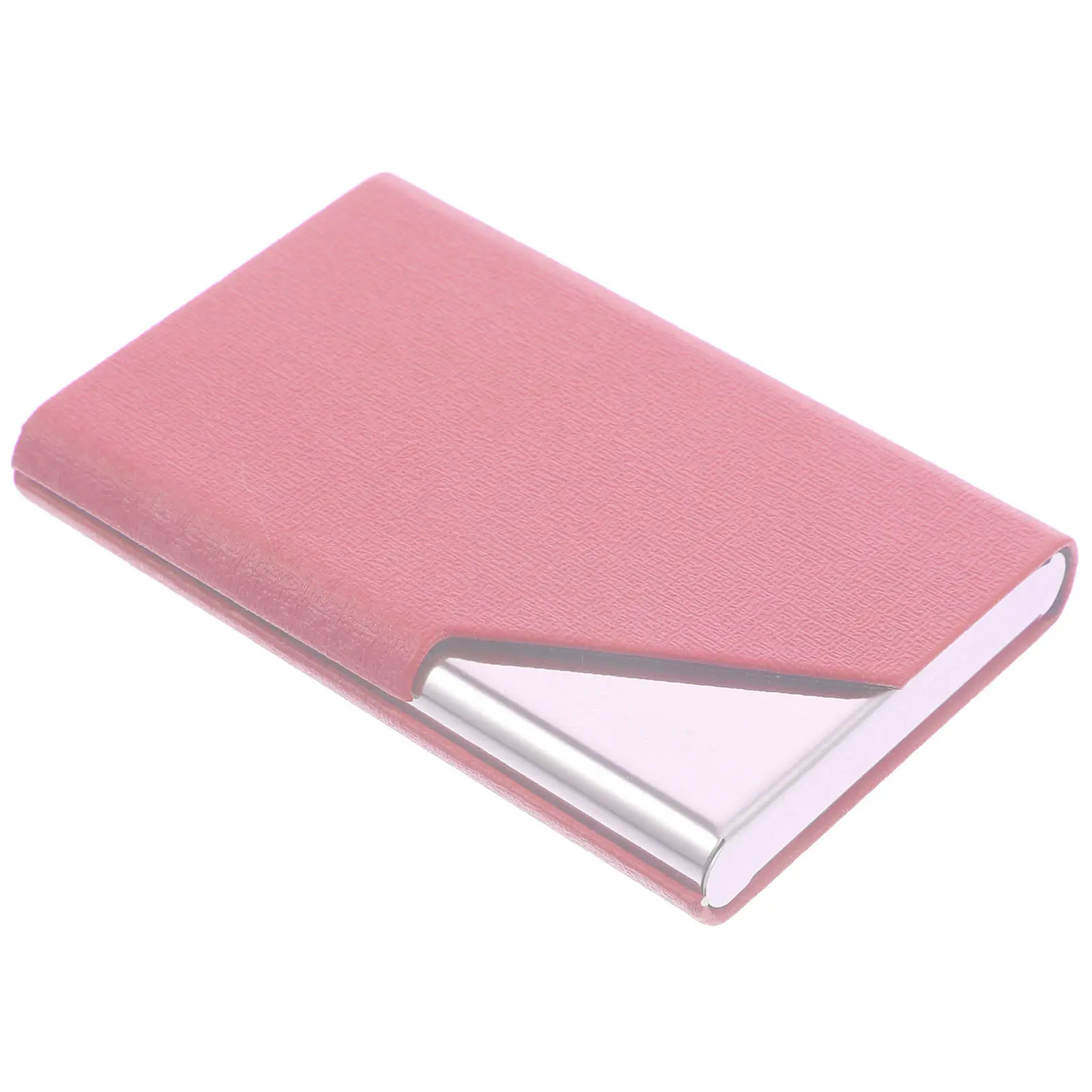 Premium Stainless Steel PU Business Card Case Small Desktop Cards Holder Credit Id Card Organizer Wallet Gift for Commercial