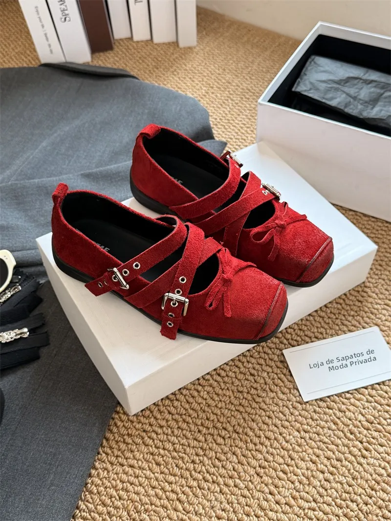 y3z-ballet-flats-women's-square-head-red-bow-knot-color-worn-belt-bule-faionable-casual-oes-suitable-for-all-seasons