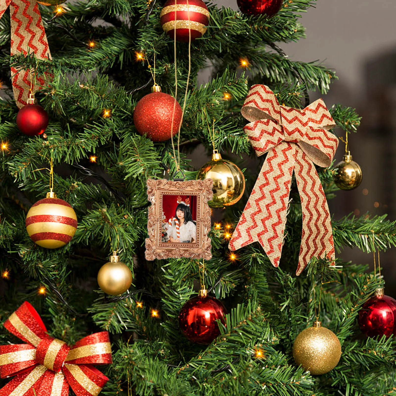 إطار صورة صغير زخرفة خمر البيضاوي حبل معلق شجرة عيد الميلاد ديكور لجدار المنزل لتقوم بها بنفسك عرض الصور الذهب الصغيرة