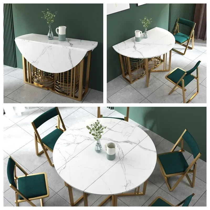 

Легкий роскошный современный простой складной выдвижной круглый стол, обеденный стол, бытовая индукционная плита, обеденный стол для маленькой квартиры