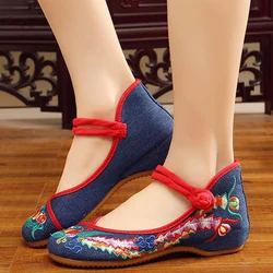 Flower Embroidered Women Canvas Ballet Flats Ankle Strap Ladies Casual Cotton Chinese Embroidery Ballerina Shoes