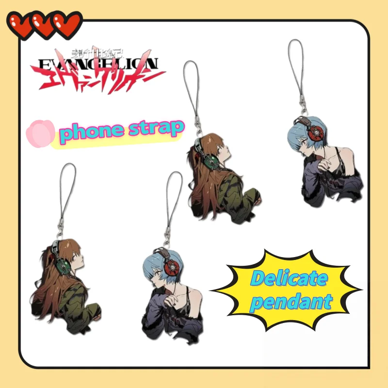 NEON GENESIS EVANGELION Ayanami Rei Asuka Mobile Phone Chain Decoration High Color Value Anime Cartoon Backpack Keychain Pendant