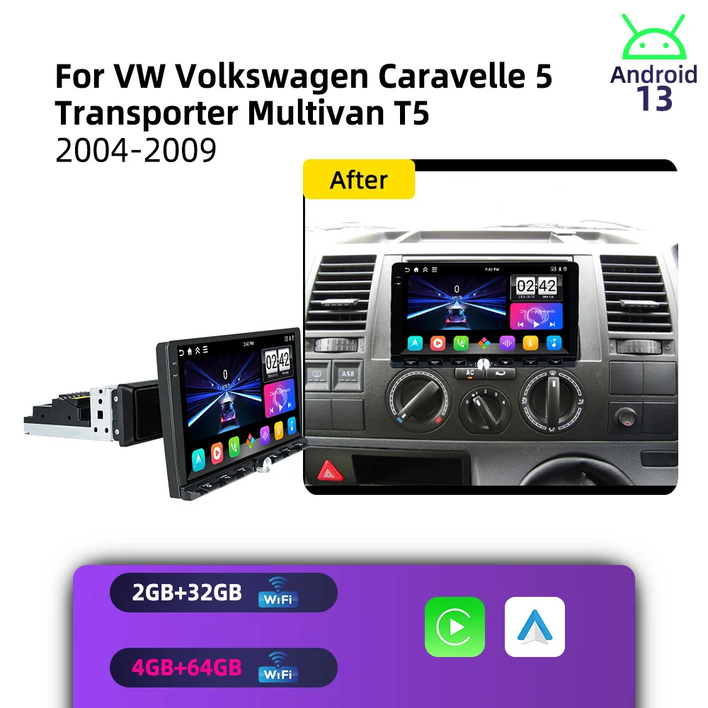 Car Multimedia for VW Volkswagen Caravelle 5 Transporter Multivan T5 2004-2009 Android 1Din Stereo Radio 9