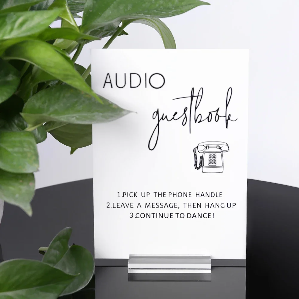 

Audio Guestbook Pick Up The Phone Leave A Message For The Newlyweds Clear Glass Look Acrylic Wedding Sign, Guest Book Lucite