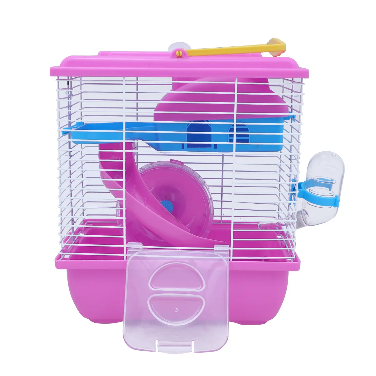 

Double Layer Hamster Cage Pet House Acrylic Portable Small Pets House Chinchilla Hamster House (Pink)