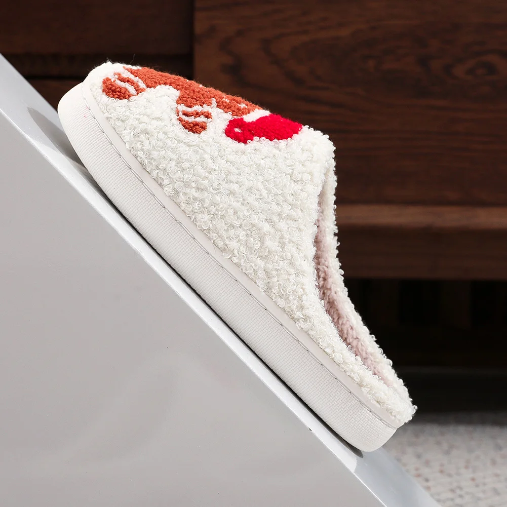 

Gingerbread Man Fuzzy Indoor Slippers Cozy Plush Closed Toe Slippers Flat Plush Slip-on House Shoes Cartoon for Winter Indoor