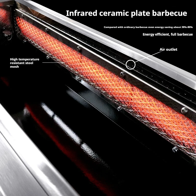 Commercial Seafood Oyster Grill, Smokeless Stainless Steel Grill with Fan, Fast Heating & Auto Flameout Protection
