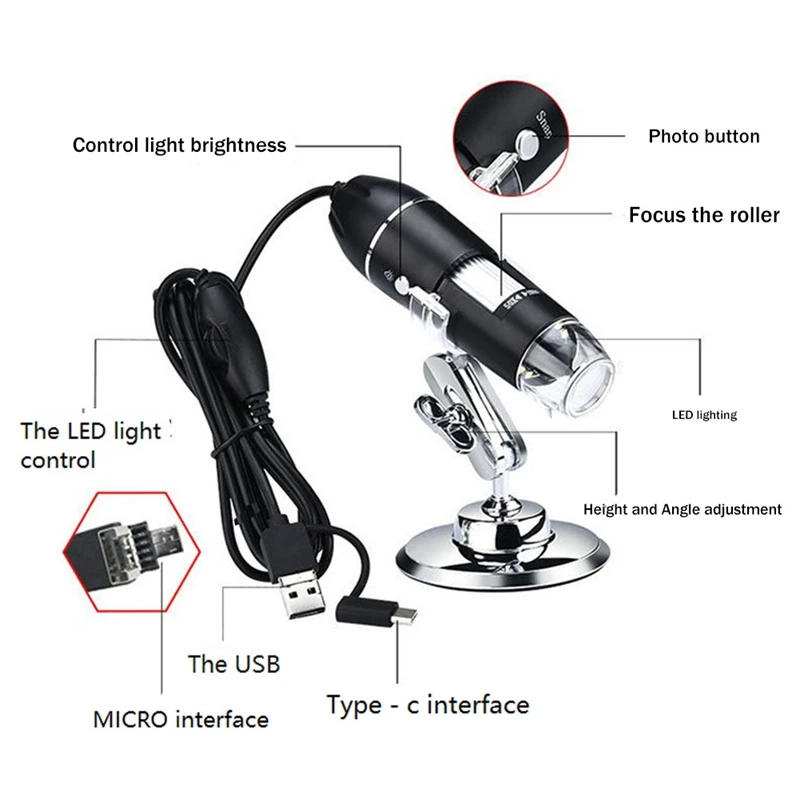 1600X Digital Microscope Camera 3In1 USB Portable Elec Microscope For Soldering LED Magnifier For Cell Phone Repair